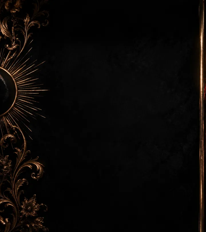 Gold baroque sunburst on black